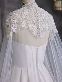 the back of a wedding dress on display