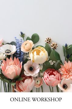 an image of flowers with the words online workshop