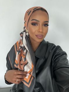 At Kaï Apparel we are widely known for our beautiful multi wear satin scarf collection. This satin scarfs is beautifully silky and soft. It is 90x90cm in size and perfect for a turban, hair wrap, headscarf, on your bag or over shoulders. The ideal multi wear for all occasions and seasons and finish to your outfit.  Its material is made with premium Satin and has a luxuriously smooth gloss which looks and feels elegant.  They are soft and easy to work with. All our Silky satin scarves come gift p Turban Work Outfit, Head Silk Scarf Styles, Satin Scarf Styles, Christian Veil Outfit, Silk Head Scarf Outfit, Satin Headwrap Styles, Silk Hair Wrap Styles, Silk Scarf Styles Black Women