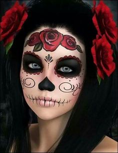 Makijaż Sugar Skull, Make Up Diy, Dead Makeup, Skull Painting, Face Painting Halloween, Skull Makeup