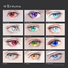 an image of different colored eyes