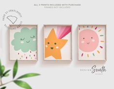 smiling_sun_cloud,sunshine_themed_room,sun_nursery_decor,sun_nursery_art,sun_bedroom_girl,pink_orange_boho,little_girl_room_art,little_girl_decor,gift_baby_shower,playroom_girl_idea,weather_cute_stars,shooting_star_print,bright_sweet_modern Cloud Nursery Theme, Unisex Nursery Decor, Star Themed Nursery, Neutral Nursery Art, Gender Neutral Nursery Decor, Pastel Nursery, Theme Wall, Nursery Decor Neutral