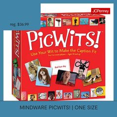 a box with pictures on it and the words picwits written in large letters