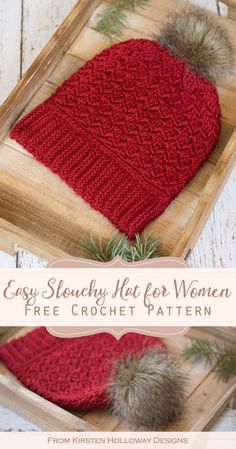 the easy slouchy hat for women is free crochet pattern