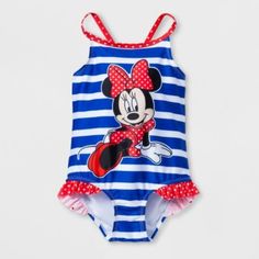 Disney Girls' Minnie Mouse 1 Piece Swimsuit Brand New With Tags! Size: 2t Minnie Mouse Swimsuit For Your Sweet Gal Crisscross Straps Add Cute Detail And Provide A Secure Fit Body: 85% Polyester, 15% Spandex Lining: 100% Polyester Machine Washable. Blue Cartoon Print Swimwear For Play, Cute Character Print Swimwear For Play, Cute Character Print Swimwear For Playwear, Cute Swimwear With Character Print For Playwear, Cute Character Print Swimwear For Playtime, Fitted Blue Swimwear With Character Print, Disney Swimwear For Summer Beach, Disney Swimwear For Beach In Summer, Disney Cruise Outfits