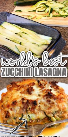 zucchini lasagna on a plate with fork