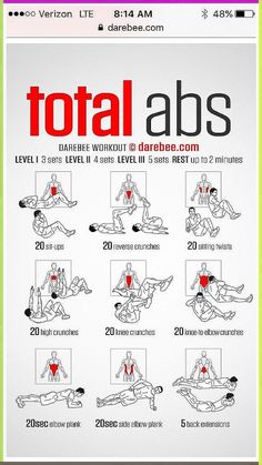 the total abs workout poster shows how to do it in 5 minutes or less, with instructions