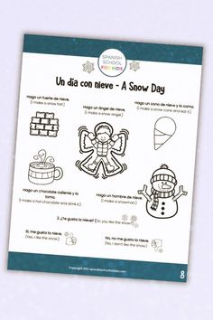 an activity sheet for children to learn how to draw snowmen and other winter related objects