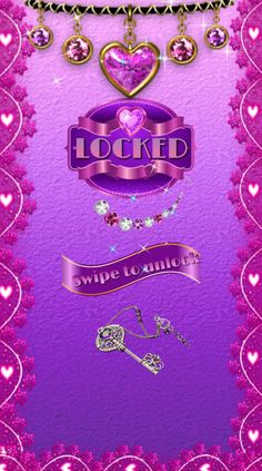 a pink and purple frame with hearts, jewels and ribbons on it's sides