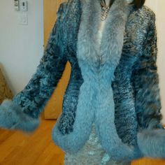 Brand New Grey , Soft Curly Lamb Jacket/ Coat Trimmed With Blue/ Grey Genuine Fox Fur Very Lightweight Fur Coat Very Soft And Warm Sorry, But The Summer Sale Of My Winter And Autumn Clothes Is Over. Luxury Formal Outerwear With Faux Fur Trim, Luxury Formal Fur Coat, Luxury Tailored Winter Outerwear, Luxury Fur Coat For Formal Occasions In Fall, Luxury Formal Fur Coat For Fall, Luxury Formal Fall Fur Coat, Designer Single Breasted Winter Blazer, Designer Single-breasted Winter Blazer, Designer Single Breasted Blazer For Winter