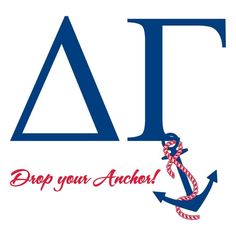 an anchor and rope with the words drop your anchor written in red, white and blue