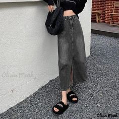 Olivia Mark - Flowing Wide-Legged Skirt for Women Y2k Denim Skirt, A Line Long Dress, Long Skirt Summer, Moda Denim, Rock Outfit, Formal Skirt, Denim Skirt Women, Wrap Around Skirt, Fashion Jeans