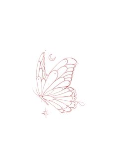 a drawing of a butterfly flying in the sky with stars on it's wings