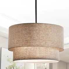 Modern Duel-Tone Drum Shade Ceiling Lamp For Dinette - White/Flaxen/Black Flaxen Single Hanging Light, Table Pendant Light, Pendant Ceiling Lamp, Hanging Fixture, Metal Hanging Lights, Drum Pendant, Style Noir, Suspension Lamp, Outdoor Wall Lamps