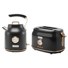 two black toasters sitting next to each other