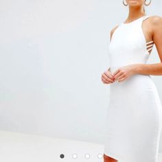 Sexy Dress For A Night Out On The Town. White Backless Dress For Going Out, White Midi Dress For Summer Outings, White Midi Dress For Summer Going Out, White Summer Midi Dress For Going Out, Embellished Crop Top, Midi Pencil Dress, Midi Dress Style, Mini Skater Dress, Asos Dress