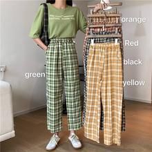 High Waist Colorful Plaid Pants – Tomscloth Casual Multicolor High-waist Pants, Casual Full-length Bottoms For Summer, Casual Full Length Bottoms For Summer, Casual Multicolor Wide Leg Pants, Casual Green Summer Pants, Casual Multicolor Bottoms With Pockets, Green Casual Pants With Elastic Waistband, Casual Multicolor Pants With Elastic Waistband, Casual Multicolor Non-stretch Pants