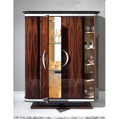 an elegant display cabinet with glass doors