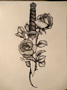 Knife And Rose Tattoo, Tramp Stamp Tattoos, Knife Tattoo, Tattoo Zeichnungen, Men Tattoos, Cat Tattoos, Inspiration Tattoos, Back Tattoos For Guys, Irezumi Tattoos