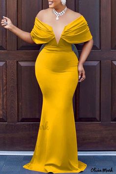 Color: Yellow, Size: XL Backless Mermaid Dress, Elegante Y Chic, White Evening Dress, Maternity Dresses For Photoshoot, Evening Dresses With Sleeves, Dress Sleeve Styles, Photoshoot Dress, Pregnancy Maxi Dress, Elegant Red