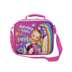 JoJo Knows what it's like to have the time of her life! Make sure you also have a great time during lunch with your favorite new lunch bag, > Girls JoJo Siwa Insulated Lunch Bag Rainbow Hearts Having The Time Of My Life!. > Featuring graphic of JoJo Siwa smiling . Text Reads "Having The Time Of My Life!" alongside a background of bows, rainbows, and hearts. > Includes main insulated compartment with zipper. > The spacious interior keeps food, snacks, and fruits fresh and secure. > Easy carry wit Playful Pink Lunch Bag For Back To School, Cute Multicolor Lunch Bag For End Of School Year, Cute Multicolor Lunch Bag For Playtime, Cute Pink Lunch Bag For Back To School, Cute Pink Lunch Box For Back To School, Pink School Lunch Bag For End Of School Year, Cute Multicolor Lunch Bag For Back To School, Pink Lunch Bag For End Of School Year, Cute Lunch Box For End Of School Year