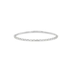 This Baguette Bracelet features 1.5mm x 3mm baguette diamonds set horizontally into a solid 14-karat gold bracelet. Minimalist Diamond Bracelet With Baguette Diamonds, White Gold Bangle With Baguette Diamonds, Fine Jewelry White Gold Bangle With Baguette Diamonds, Timeless Baguette Diamond Bangle Bracelet, White Gold Baguette Bracelet In Fine Jewelry Style, White Gold Baguette Bracelet Fine Jewelry, Everyday Luxury White Gold Bracelet With Baguette Diamonds, White Gold Baguette Cut Diamond Bangle, Minimalist Baguette Diamond Bracelets For Formal Occasions