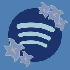 the spot music logo with five stars on it's bottom half and blue background