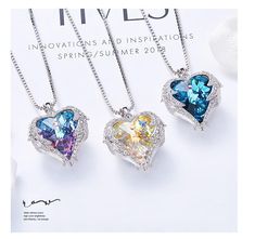 THE PERFECT GIFT FOR VALENTINES DAY, MOTHERS DAY, CHRISTMAS, BIRTHDAY, WEDDING AND ANNIVERSARY! Grab your Discounted Crystal Angel Heart Pendant & Earrings while the store LAUNCH DISCOUNT is on. Once we reach 100-unit sales, we will be increasing the price back up to $139.99. This is absolutely a great gift! Only 500 Being Made. Get yours today while it's still available! Love can't be described.It has no shape, it has no form.Love is not an object.Love does not conform. This is a special Swarov Swarovski Heart Necklace, Ocean Pendant, Crystal Angel, Swarovski Heart, Swarovski Crystal Hearts, Angel Heart, Crystal Heart Pendant, Crystal Angels, Wing Necklace