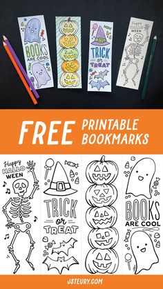 halloween coloring pages with free printable bookmarks for kids to color and draw on