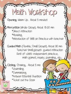 the math workshop flyer for students to use