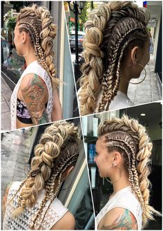 Braid In Hair, Viking Braids Female, Rocker Hair, Viking Braids, Rave Hair, Viking Hair, Hairdo For Long Hair, Festival Hair