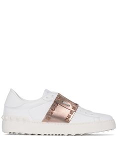 White leather Rockstud Open sneakers from Valentino Garavani. | Valentino Garavani Rockstud Open sneakers Valentino Garavani Shoes, Valentino Shoes, Metallic Leather, Sneakers White, Golden Goose Sneaker, Sneakers For Sale, Leather Sneakers, Valentino Garavani, White Leather