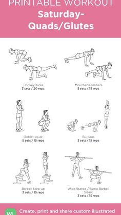 the printable workout poster shows how to do squats and pull ups for women