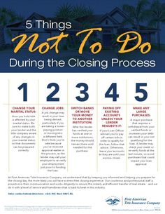 a poster with the words 5 things not to do during the closing process on it