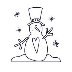 a black and white drawing of a snowman