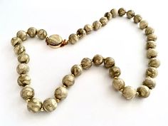 Neutral Colored Marbleized Beaded Necklace With Small Gold - Etsy Photographing Jewelry, Sterling Silver Brooch, Silver Brooch, Gorgeous Necklaces, Vintage Costume Jewelry, Bead Necklace, Spacer Beads, Matching Earrings, Vintage Necklace