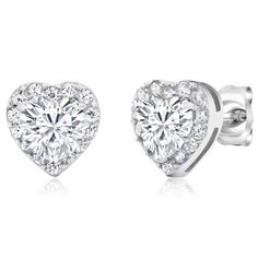 PRICES MAY VARY. Heart Shape Design: These earrings feature a beautiful heart shape design, symbolizing love and affection. The heart-shaped cubic zirconia center stone adds a touch of romance and elegance to the earrings. Total Carat Weight is 2.32 Cttw. Halo Setting: The heart-shaped center stone (5MM) is surrounded by a halo of smaller cubic zirconia stones, creating a stunning halo effect. This halo setting not only enhances the brilliance and sparkle of the earrings but also adds a touch of Diamond White Heart Earrings In Cubic Zirconia, Formal Round Cut Heart Earrings With Cubic Zirconia, Formal Round Cut Cubic Zirconia Heart Earrings, Round Brilliant Cut Cubic Zirconia Heart Earrings, Fine Jewelry Heart Earrings With Diamond Cut Cubic Zirconia, Brilliant Cut Cubic Zirconia Heart Earrings, Formal Heart Cut Cubic Zirconia Earrings, Heart Cut Cubic Zirconia Diamond Earrings For Valentine's Day, Classic Heart Cut Jewelry With Halo Design