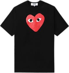 Black Heart Graphic Short Sleeve T-shirt, Red Heart Graphic T-shirt For Streetwear, Black Cotton T-shirt With Heart Graphic, Play Heart, Comme Des Garcons Converse, Comme Des Garcons Play, Heart Logo, Balenciaga Triple S, Custom Watch