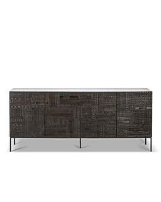 the sideboard is made out of wood and has an intricate pattern on it's sides