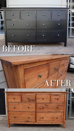 the before and after of an old dresser