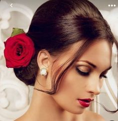 Red Rose Hairstyle, Afro Bride, Women Faces, Hair Dos, Red Rose, Prom Hair