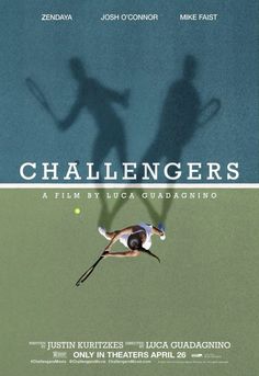 a movie poster for the film challengers with a tennis player in mid - air