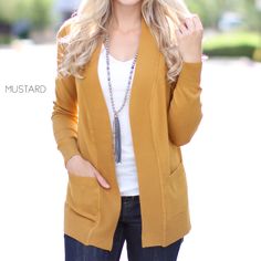 Ultra soft and great quality, this open cardigan will be a go-to item for your wardrobe all year round! It makes any outfit pop with your favorite colors. Sizing: Small (0-4) Medium (6-8) Large (10-12) X-Large (14-16) Fabric: 70% Viscose 30% Nylon Soft Cardigan, Open Cardigan, Red Leather Jacket, Favorite Color, Heather Grey, Duster Coat, Mustard, Leather Jacket, Wardrobe