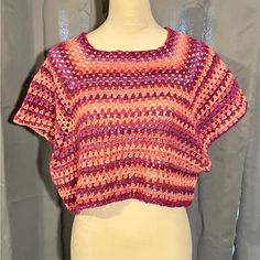 Boxy Beach Festival Crop Top Hand Crochet Cover Up Crop Coverup Top Purple Coral Maroon Measurements Taken Flat Not Stretched Measurements Size Small/Medium Top Width 24” Bottom Width 15” Acrylic Polyester Blend Purple Crochet Beach Top, Purple Crochet Top For Beach, Casual Purple Crochet Top For The Beach, Casual Purple Crochet Top For Vacation, Bohemian Purple Crop Top For Beach, Purple Crochet Tops For Beach, Purple Crochet Tops For The Beach, Purple Crop Top For Vacation, Casual Purple Crop Top For Beach