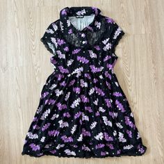 Excellent Condition Inventory #P6859 Cute Mini Dress For Halloween, Pink Short Sleeve Halloween Dress, Pink Short Sleeve Dress For Halloween, Cute Mini Length Halloween Dress, Cute Mini-length Halloween Dress, Cute Mini Halloween Dress, Black Kawaii Dress For Halloween, Kawaii Black Halloween Dress, Cute Fitted Purple Mini Dress