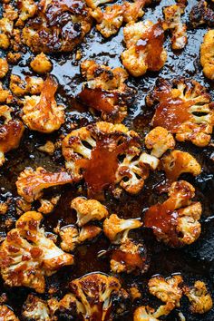 the cauliflower is being cooked and ready to be eaten