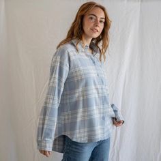 Your perfect thick, cozy, and fabulous button-down plaid shirt! Layer it with your favorite funky fresh tee or tank. All the deets: 100% Cotton Runs true to size! Trendy Long Sleeve Flannel Shirt For Everyday, Relaxed Fit Button-up Flannel Shirt For Casual Gatherings, Winter Everyday Button-up Shirt, Winter Button-up Shirt For Everyday Wear, Everyday Plaid Flannel Tops, Trendy Plaid Button-up Shirt, Trendy Plaid Button-down Shirt, Flannel Button-up Tops For Casual Gatherings, Casual Plaid Button-up Tops