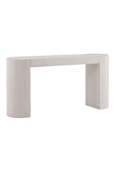 a white table that is on top of a white wall and it has a square shaped base