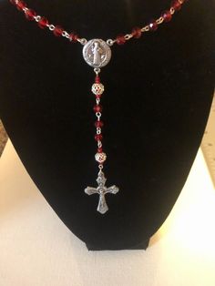 Handmade red rosary with silver accents. Red Rosary, Wedding Necklaces, Rosary Necklace, Wedding Jewellery Necklace, Silver Accents, Wedding Necklace, Rosary, Wedding Jewelry, Jewelry Necklaces