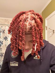 Locs Men, Red Locs, Dyed Dreads, Red Dreads, Mens Twists Hairstyles, Blonde Dreads, Dyed Hair Men, Wine Red Hair